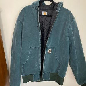 Carhartt Men’s Quilted Hooded Coat, faded Green/Blue XL